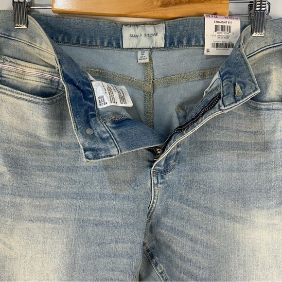 Sun + Stone NWT Men’s 32 X 30 Stretch Straight Leg Denim Jeans Stone Wash Street - Picture 6 of 9